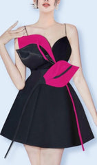 Rose Red Flower Strap Corset Mini Dress