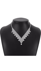 Silver Rhinestone V-Shaped NeckLace