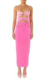 Gradient Pink Hollow Out Maxi Dress