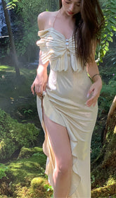 Bow HELTeR High Low Dress In White