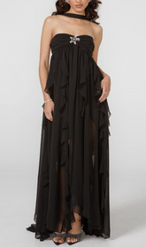 Lace Irregular Maxi Dress In Black