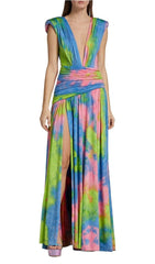 MIXED FLORA Sleeveless Maxi Dress