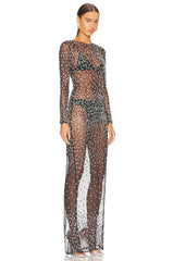 Sequin Lace Perspective Dress In Black