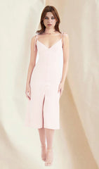 Blush V-Neck Midi Dress