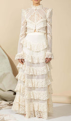 SNOWFLAKE Lace Two Piece Set In White