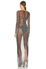 Sequin Lace Perspective Dress In Black