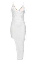 Strapy Thigh Slit Midi Dress In White