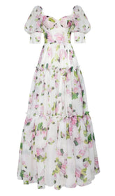 Off-The-Shoulder Floral Maxi Dress In White