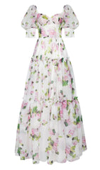 Off-The-Shoulder Floral Maxi Dress In White