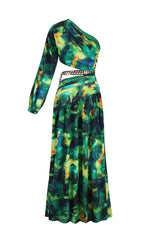 Long Sleeve Maxi Dress In Green