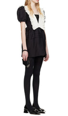 Black V Neck Mini Dress