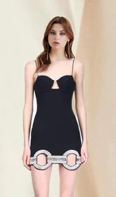 Black Crystal Bandage Mini Dress