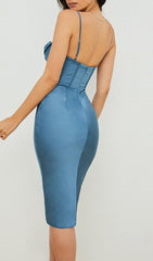 PARThea Boning PUSH UP PadDED Corset Satin Dress