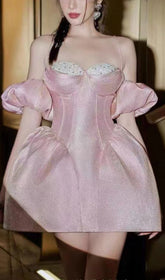 Heavy Bead Princess Dress In Pink