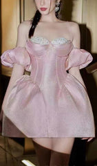 Heavy Bead Princess Dress In Pink