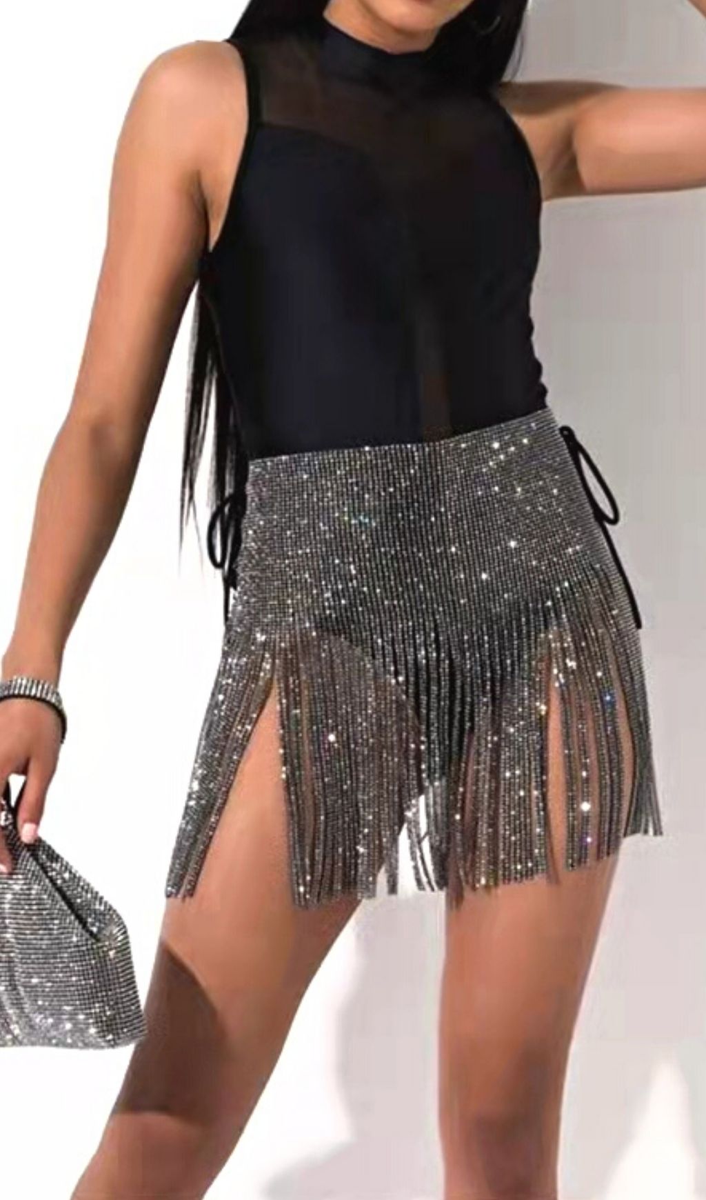 Sequin Crystal Mini Skirt