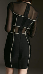 Bandage Cut Out Mesh Knitted Mini Dress