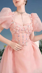 Three-DIMENSIONAL Flower Embroidery Mini Dress