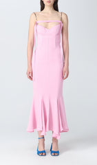Strapy Slim Maxi Dress In Pink