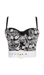 Black EmbelliShed Belt Corset Top
