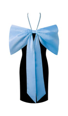 Halter Bow Patchwork Mini Dress