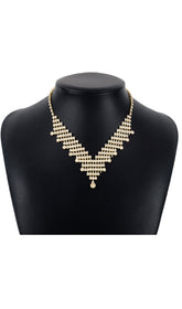 Gold Rhinestone V-Shaped NeckLace