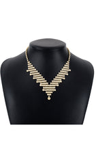Gold Rhinestone V-Shaped NeckLace