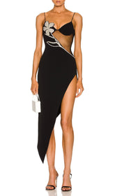 Black Diamante Midi Bandage Dress