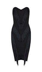 LUCENT Fringe Midi Bandage Dress