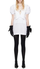 White V Neck Mini Dress