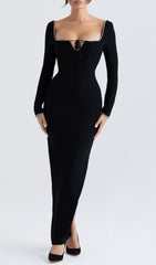 Black Crystal EmbelliShed Maxi Dress