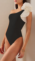 Exaggerated Ruffle Swimsuit In Black
