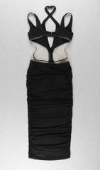 Black Cutout Mesh Bandage Dress