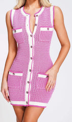 Pink Bottons Mini Knit Dress
