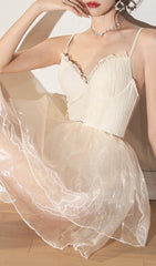 Beige One-Piece Corset Swimsuit