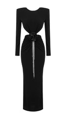 Backless HIP Wrap MIXI Dress In Black