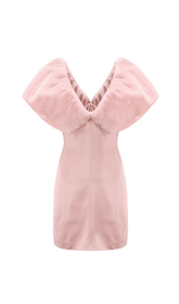 Plush Shawl Warm And Skinny Mini Dress In Pink