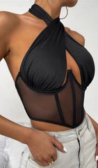 Black Mesh Corset Top