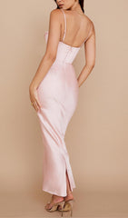 Pink Satin Suspender ELegant Dress