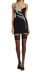 Crystal Flower Bandage Mini Dress