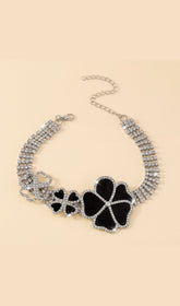 Geometric Flower Rhinestone Choker