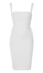 Strapy HIP Wrap Midi Dress In White