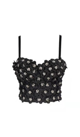 Black Flower Crystal Top