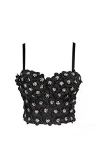 Black Flower Crystal Top