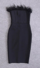Black Strapless FeaTher Mini Dress