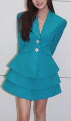 TeAL LAYERed Hem Suit Dress