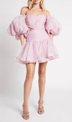 Bubble Sleeve Mini Dress