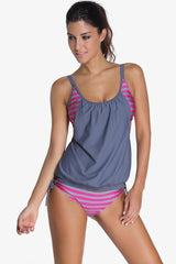 Striped Swimsuit With Double Layer Lining