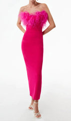 FeaTher Bodycon Maxi Dress In Pink