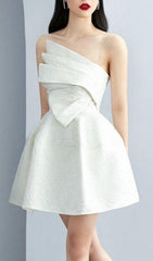 Strapy Hem Mini Dress In White